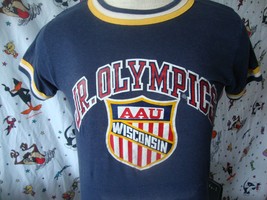 Vintage Champion Blue Bar Tag Wisconsin Jr Olympics ringer T Shirt Sz S - $27.71