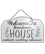 Rustic Metal Sign WELCOME TO GRANDMAS HOUSE 22 x 13&quot; Hanging Wall Sign D... - $31.90