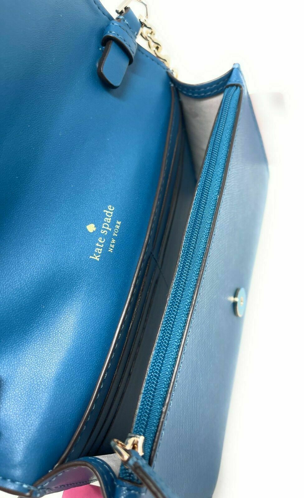 Kate Spade Staci Saffiano Leather Shoulder Bag Crystal Blue