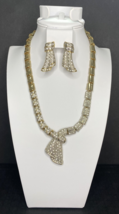 Premier Designs Jewelry Silver Rhinestone Statement Necklace & Earrings PD17 - $49.99