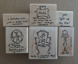 New 6pc Stampin Up Furnished With Love Home Decor Phrases House Rubber Stamp Set - $17.81
