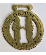 Brass Horse Harness Bridal Saddle Medallion  3 1/2&quot; X 3&quot; GEMINI TWINS ZO... - $9.49