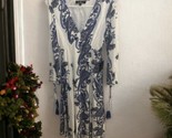 Lulus Dress Size XS Blue White Paisley V Neck Flowy Maxi Shoulder Cut Ou... - $42.56