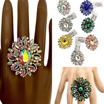 Filigree Vintage inspired large Big Oval Cocktail Party Ring Assorted Colors - $16.65