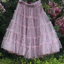 PINK Polka Dot Tulle Skirts Romantic Layered Polka Dot Tulle tutu Skirt Outfit  image 1