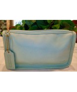 Coach 7165 Vintage Chunky Leather Compact Cosmetic Zip Top Case Aqua Gre... - $189.00