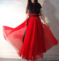 Black Pleated Tulle Midi Skirt Side Slit Black Midi Tulle Skirt by Dressromantic image 8