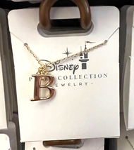 Disney Parks Mickey Mouse Faux Gem Letter B Gold Color Necklace NEW