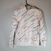 Champion - Youth Size L, White Hoodie w/ Multicolor LOGOs - $13.55