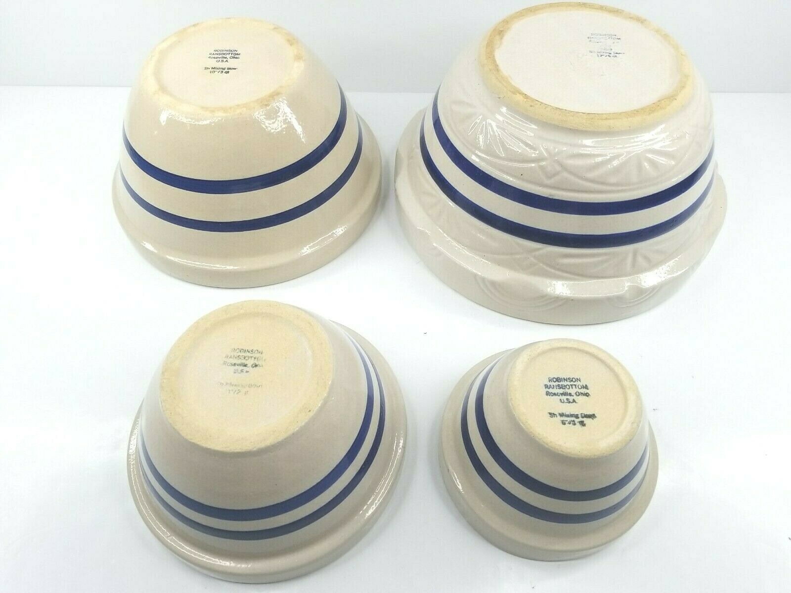 Heritage Blue Stripe Stoneware Mixing Bowls (Set of 4)