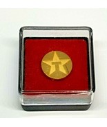 Texaco Five Point Star Letter T Logo Small Round Gold Tone Lapel Pin Tie... - $16.99