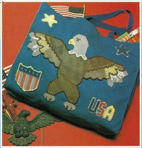 Plastic Canvas Patriotic Eagle Tote Flag Star Box Ornament Picnic Holder... - $9.99
