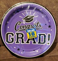 Congrats Grad 9" Dinner Plates 18ct Graduation Tableware, Purple School Color - $2.99