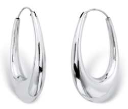 Polished Oval Puffed Hoop Earrings In Hollow Sterling Silver - $94.99
