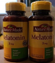 2 Nature Made 3mg Melatonin Tablets, 120 Count 3/2023 (i7) - $14.85
