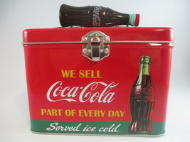 Coca-Cola Train Case Plastic Bottle Handle Latching Close Tin Served Ice Cold - $8.42