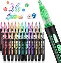 12 Colors Self Contour Metallic Markers, Permanent Marker Craft Pens Markers  For Gift Card, Rock Painting, Scrapbook, Scrapbook, Metal