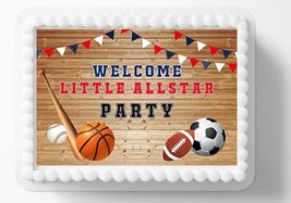 Welcome Little All Star Sports Baby ShowerEdible Image Edible Birthday C... - $16.47