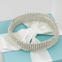 7.5&quot; Tiffany &amp; Co Somerset Flexible Mesh Weave Bangle Bracelet Sterling ... - $369.00