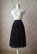 BLACK Midi Tulle Skirt Black Plus Size Tulle Midi Skirt by Dressromantic