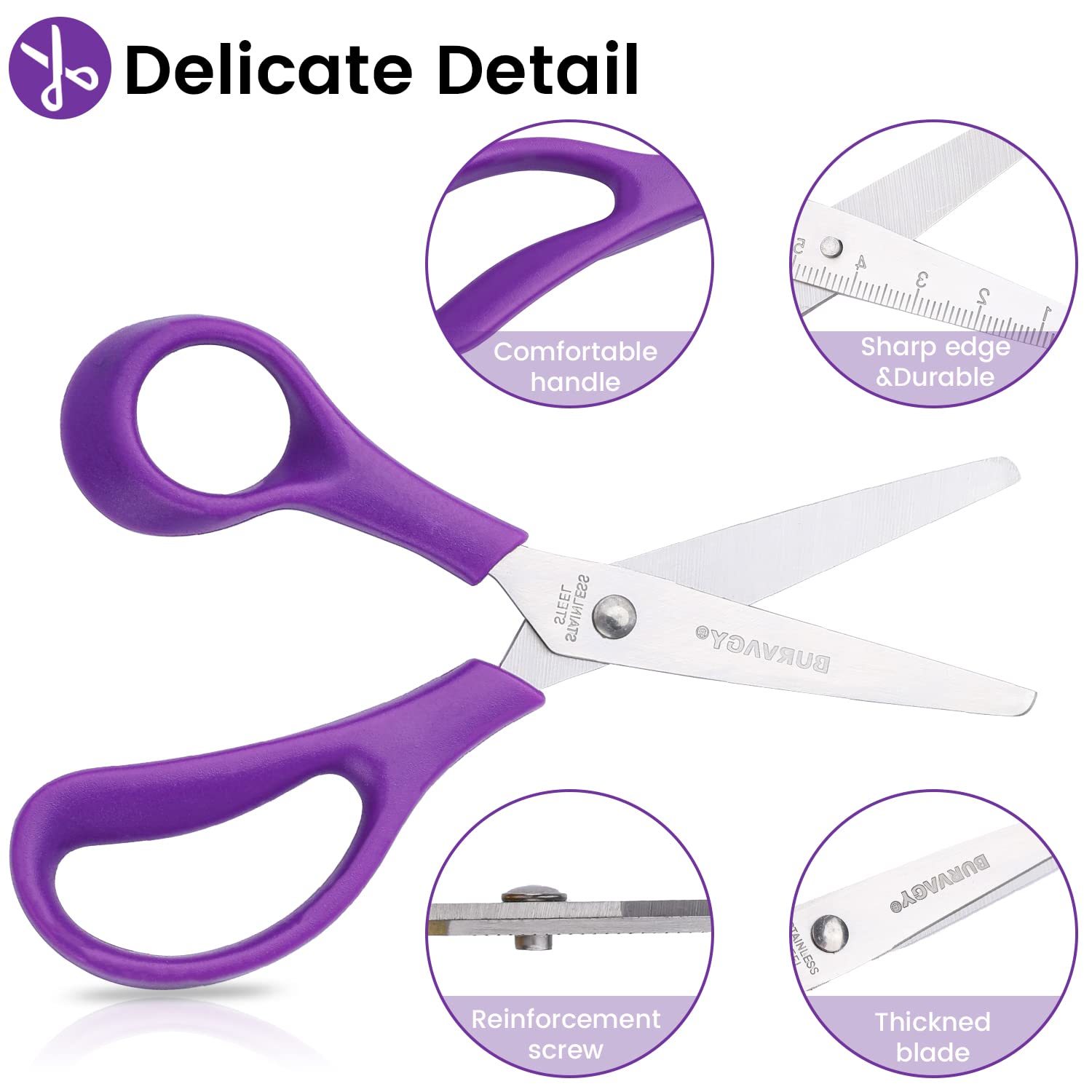 Mini Loop Scissors for kids, Adaptive Design, Easy-Open Squeeze Handles  (Purple)