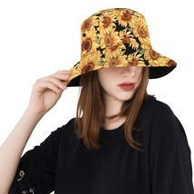 Sunflower Flower Floral Watercolor Unisex Summer Single-Layer Bucket Hat - $25.00
