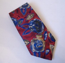 London Fog Mens Neck Tie Burgundy Red Blue Olive Green Floral Abstract F... - $25.00
