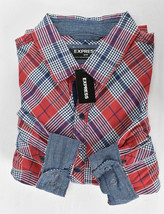 Express Plaid Snap Button Down Flip Cuff Shirt Mens Medium NWT - $34.60