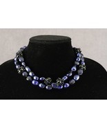 Modern Studio Fine Jewelry Midnight Blue Dyed Pearl & Black Faceted Beaded Neckl - $54.99