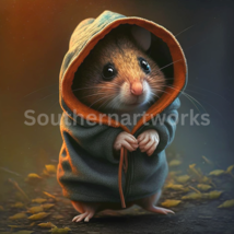A cute little mouse in a hoodie, wall art #3 of 7 in this collection. - $1.99