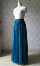 Floor Length Tulle Skirt High Waisted Wedding Bridesmaid Separate Deep Green image 2