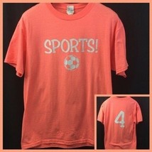 SPORTS Soccer Coral T-shirt #4 Size Medium - $10.68