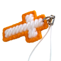 Orange White Christian Cross Charm Set of 2 - $12.50