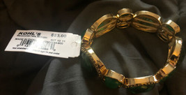 NEW WT Dana Buchman Green Gold-Tone Elastic Stretch Bracelet - $16.82