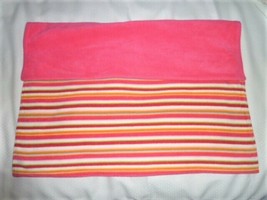 Baby Gap Hot Pink White Orange Green Blue Fleece Stripe Blanket Winter - $68.80