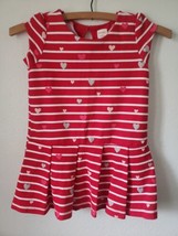 Gymboree 2016 Cozy Valentine Girls Heart Stripe Dress Size 4 Red Pink White - $18.32