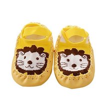 Pure Yellow Color with Lion Pattern Babies Socks for Newborn Baby
