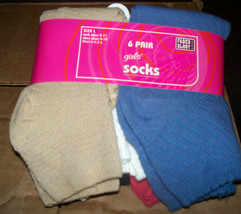 FADED GLORY Girl's Socks - 6 Pair - Sz. Lg (Shoe Sizes 4-10) Style #5414 - NIP - $6.99