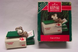 Hallmark Keepsake Copy Of Cheer Mouse On Copier 2" Christmas Ornament 1990 - $14.85