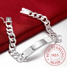  Leather 10MM 20cm Sideways Men celet 925  Silver Jewelry Link Chain celets Fash - $52.19