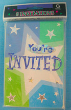 You're Invited Invitations Birthday Shimmer Bright Color Stars Design Amscan - $12.55