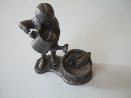 Michael Ricker Pewter Figurine Girl Watering CAN-DUCK In Wash Tub #9542 1984 - $12.14