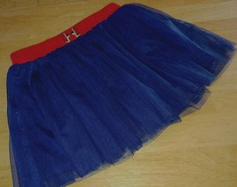 CAPTAIN MARVEL GIRL&#39;S BLUE/RED TUTU SKORT-14/16-METALLIC SPARKLES-BARELY... - $7.69