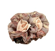 Graceful Brown Flower Chiffon Hair Claw Clip for Ladies