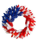 18&quot; Patriotic Red, White and Blue &quot;Americana&quot; Wreath with 20 Warm LED Li... - $54.78