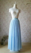Light Blue Long Tulle Skirt Floor Length Blue Wedding Tulle Skirt Plus Size