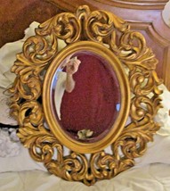 NEW Ornate Baroque Carved Style Gold Framed Oval Bevelled Mirror 29.5&quot; Tall - $247.50