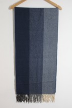 Alfredo Pria Biella Blue Wool Stripe Rectangle Scarf Muffler Italy 15x62 - $28.49