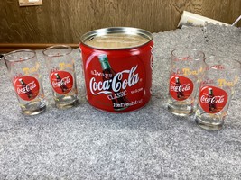 Vintage Coca Cola Coke 32 Oz Large Tumbler Pedestal Glasses Set of 2 