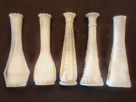 VTG White Milk Glass Bud Vases LOT 5 All Different Wedding Florist Showe... - $29.63